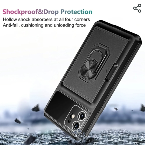 IPhone 12 phone case with hidden ID holder, kickstand, magnetic holder - Picture 7 of 11